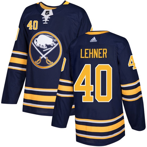 Men Adidas Buffalo Sabres #40 Robin Lehner Navy Blue Home Authentic Stitched NHL Jersey